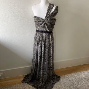 Snakeskin one shoulder formal dress